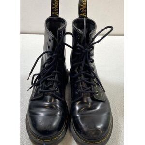 Dr Martens 1460 women's black leather combat moto boots - size 7